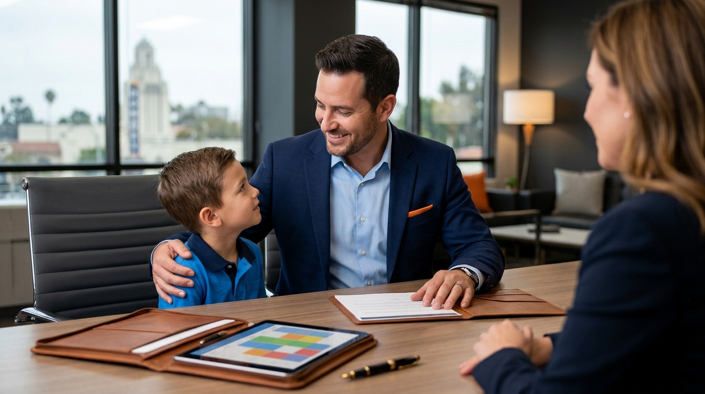 A detailed weekly calendar showing a joint custody schedule under fathers rights california guidelines.