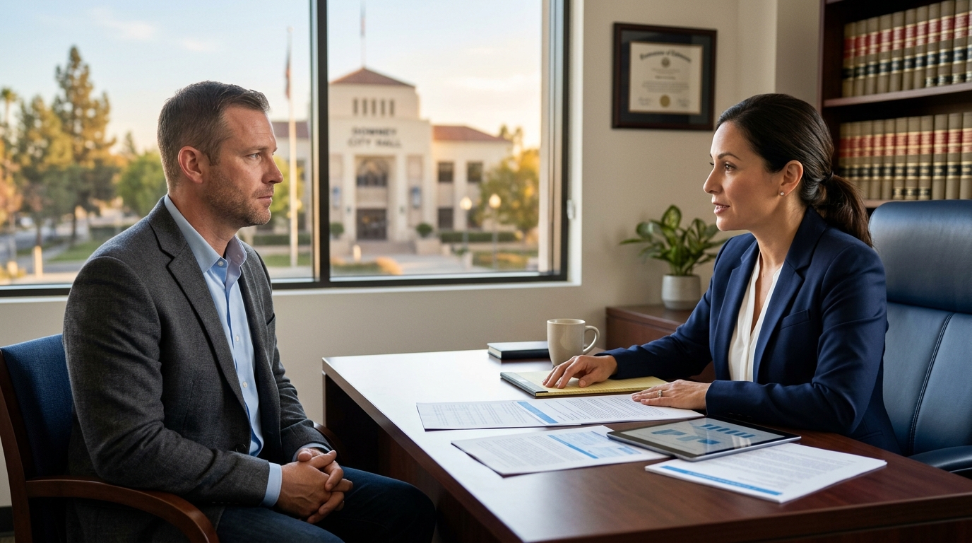 An infographic mapping the California child custody process, starting with filing divorce paperwork, moving to mediation, and ending with a final court order.